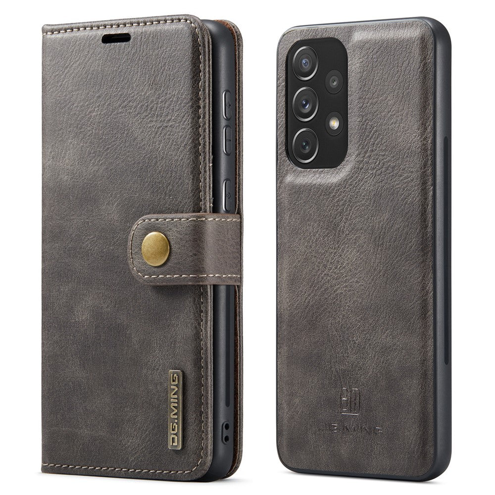 DG.MING Split Leather Wallet Phone Case Folio Flip Magnetic Detachable Stand Cover for Samsung Galaxy A73 5G