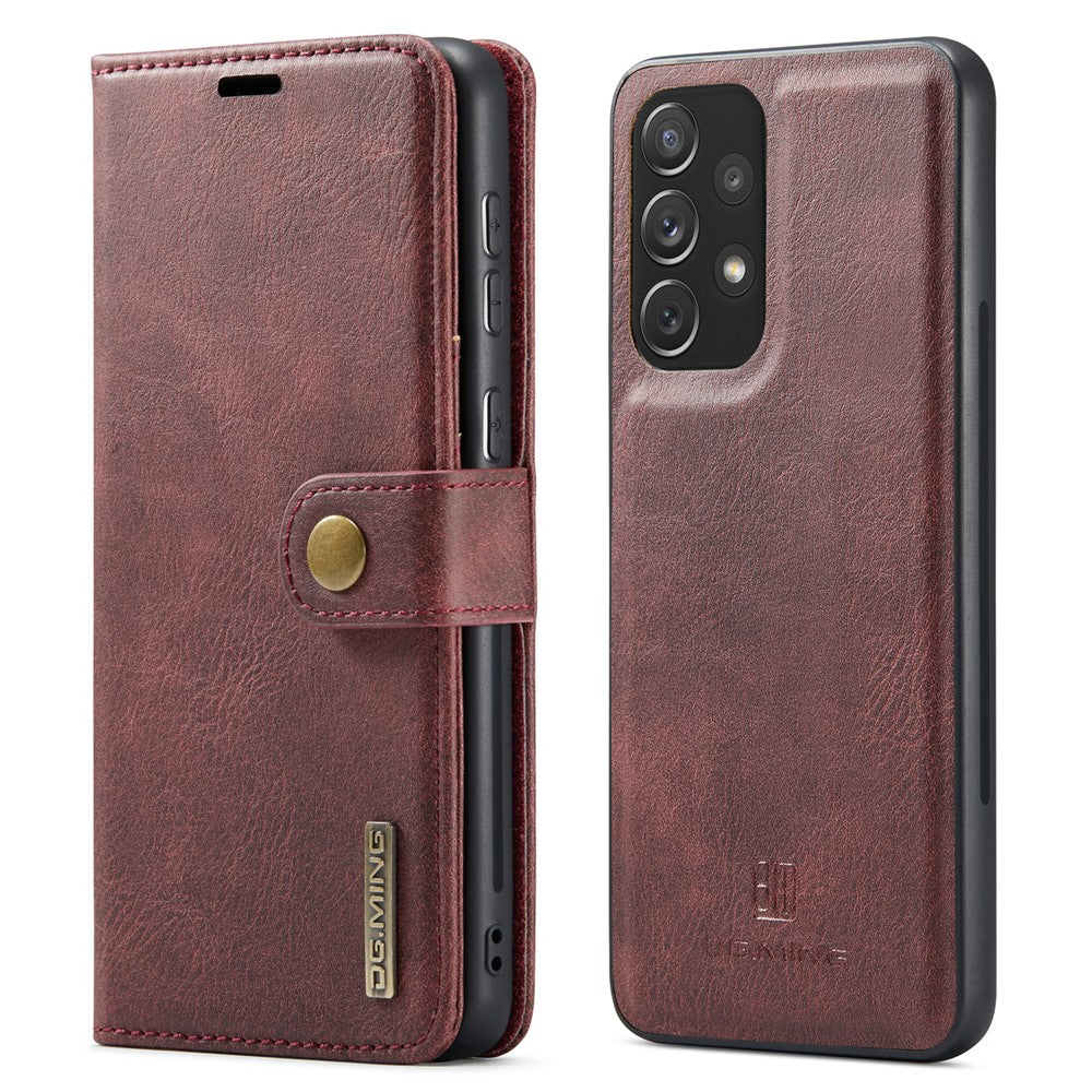 DG.MING Split Leather Wallet Phone Case Folio Flip Magnetic Detachable Stand Cover for Samsung Galaxy A73 5G