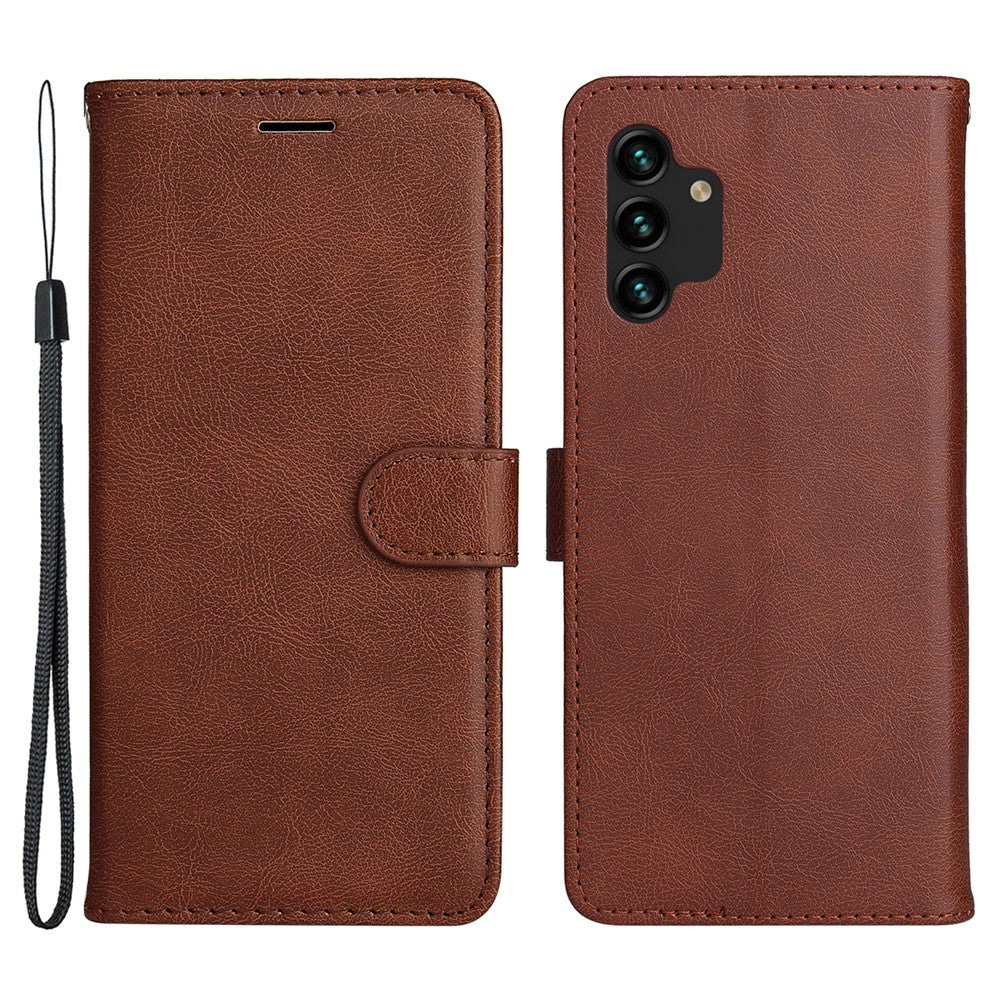Til Samsung Galaxy A13 4G Note 11 Pro+ 5G Cover Ensfarvet Læder Mobilcover Pung Stander med Rem