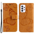 Samsung Galaxy A33 5G Plånboksfodral Läderfodral med Blommigt Fjäriltryck och Stativ