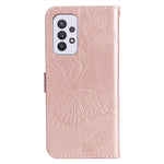 Samsung Galaxy A33 5G Plånboksfodral Läderfodral med Blommigt Fjäriltryck och Stativ