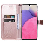Samsung Galaxy A33 5G Plånboksfodral Läderfodral med Blommigt Fjäriltryck och Stativ