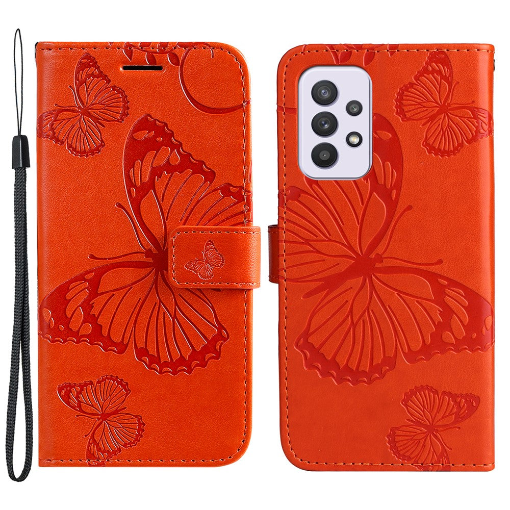 Samsung Galaxy A33 5G Plånboksfodral Läderfodral med Blommigt Fjäriltryck och Stativ