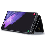 DG.MING M1-seriens mobilcover i PU + TPU + PC med bagside og magnetisk trefoldeligt pungestativ til Samsung Galaxy S22 Ultra 5G