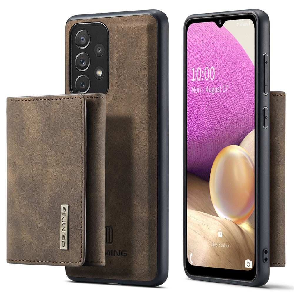 DG.MING M1 Series telefoncover PU + TPU + PC bagcover med magnetisk trefoldig pung og støttefod til Samsung Galaxy A33 5G