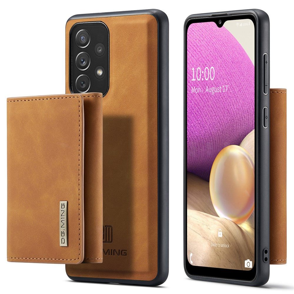 DG.MING M1 Series telefoncover PU + TPU + PC bagcover med magnetisk trefoldig pung og støttefod til Samsung Galaxy A33 5G