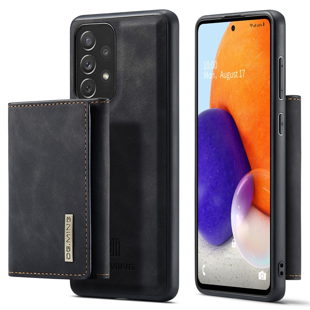 DG.MING M1 Series Phone Case PU + TPU + PC Back Cover with Magnetic Tri-Fold Wallet Kickstand for Samsung Galaxy A73 5G