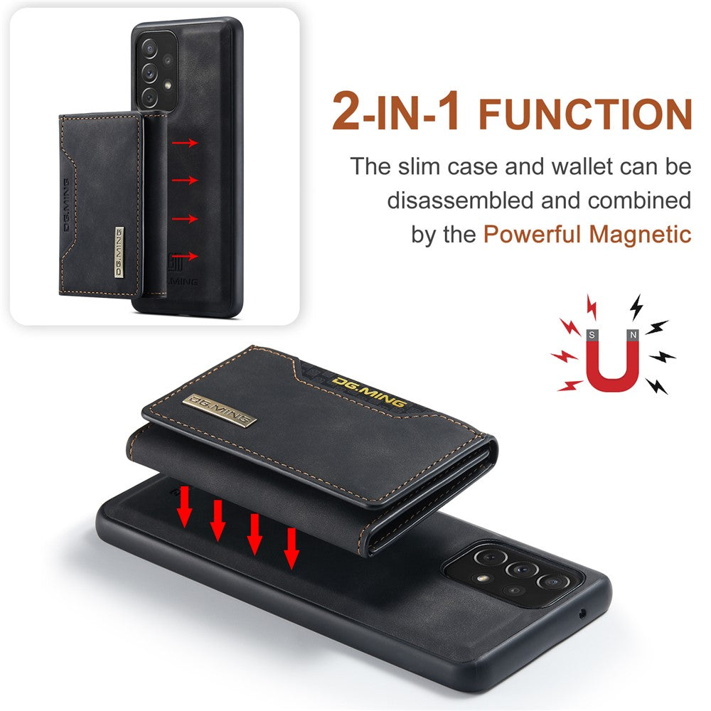 DG.MING M2 Series Detachable Wallet Phone Case 2-in-1 Wireless Charging All-Inclusive Hybrid Phone Protector for Samsung Galaxy A73 5G