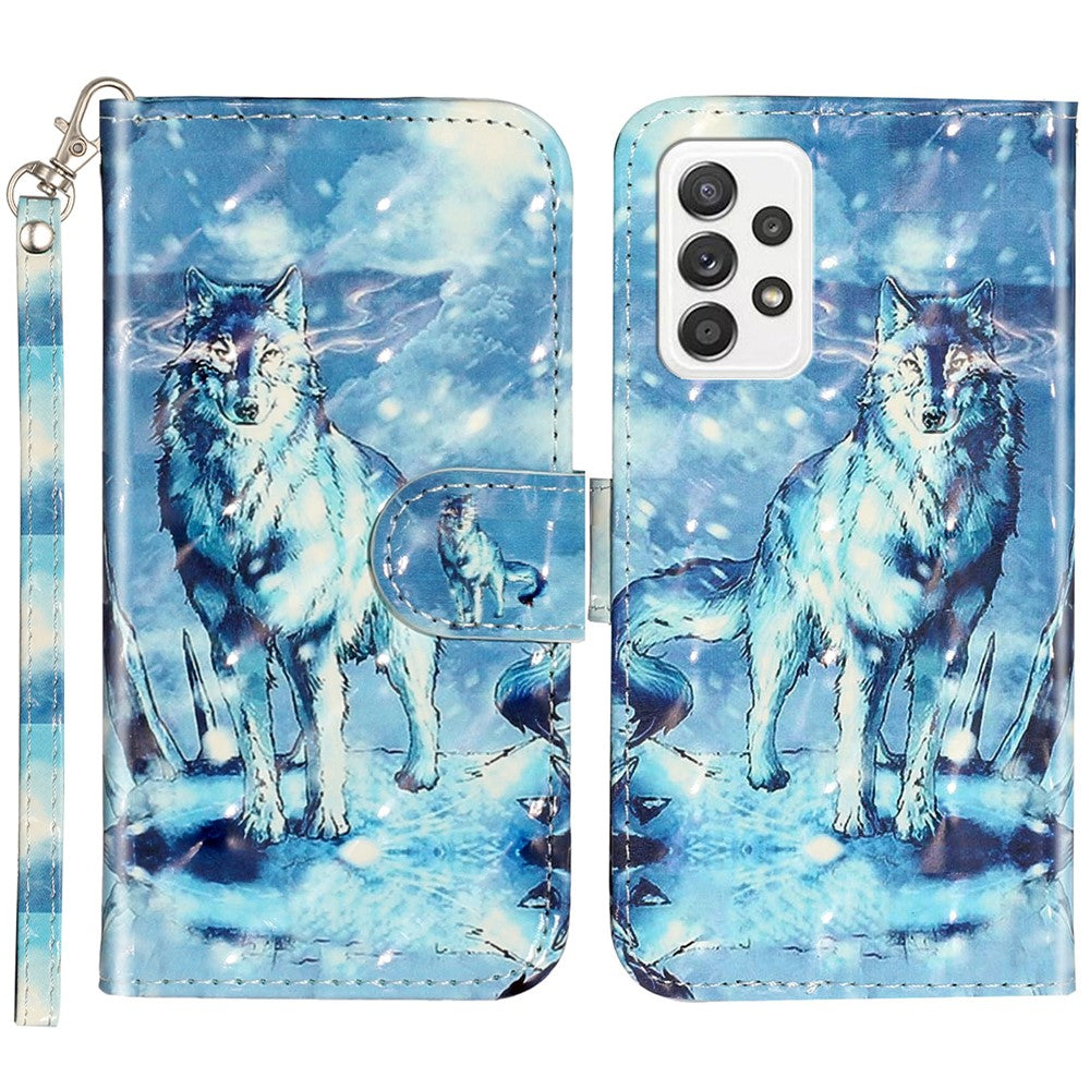 Mønstertryk Fully Wrapped Folio Flip Læderpung Telefoncover med Stand til Samsung Galaxy A53 5G