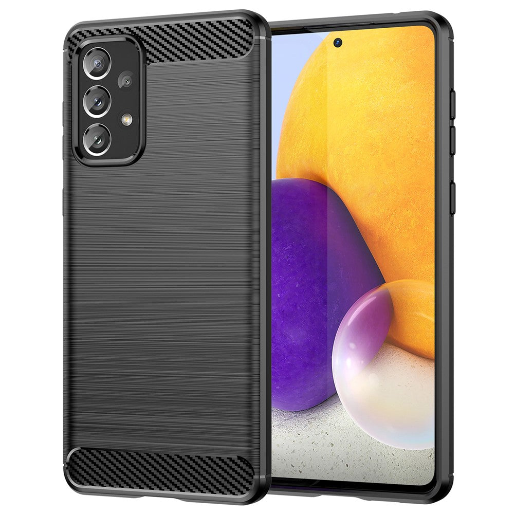 Anti-scratch Shockproof 1.8mm TPU Case Brushed Surface Carbon Fiber Texture Phone Cover for Samsung Galaxy A73 5G