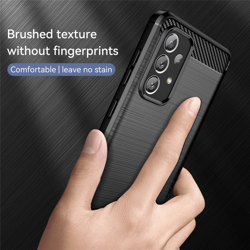 Anti-scratch Shockproof 1.8mm TPU Case Brushed Surface Carbon Fiber Texture Phone Cover for Samsung Galaxy A73 5G
