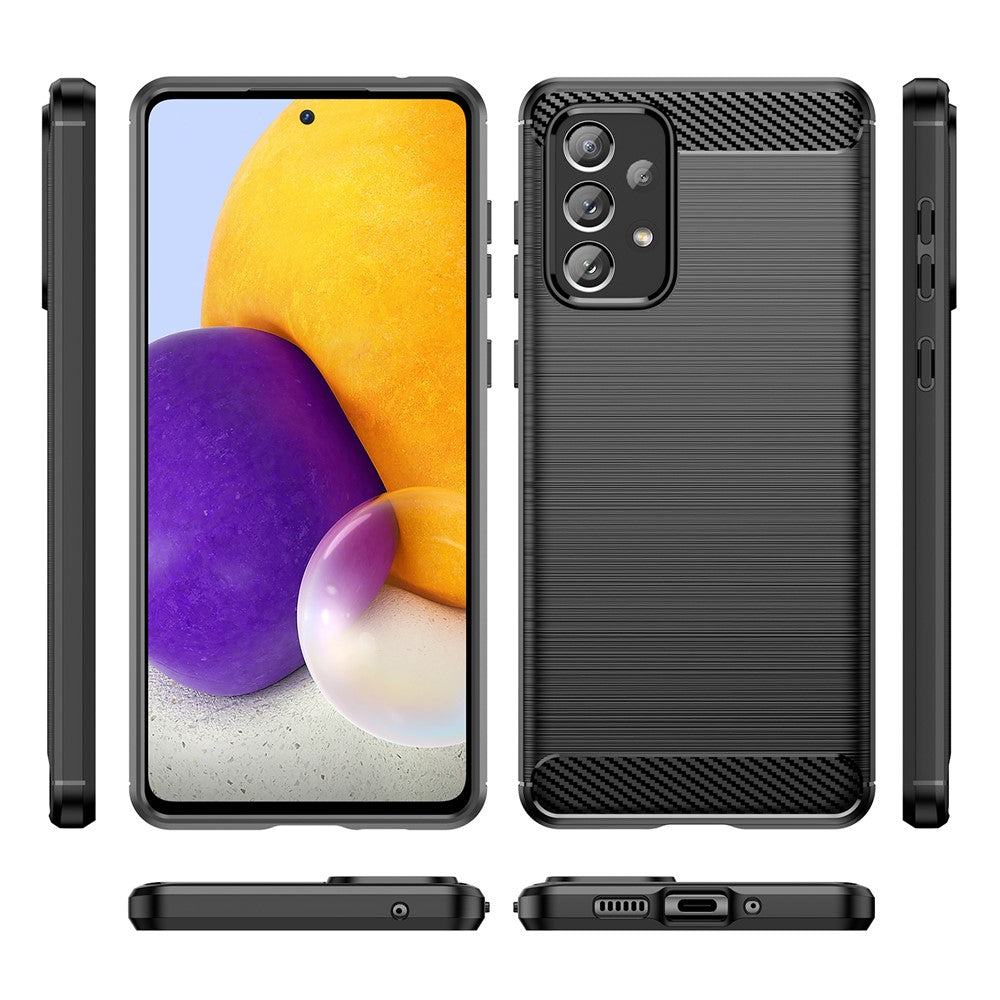 Anti-scratch Shockproof 1.8mm TPU Case Brushed Surface Carbon Fiber Texture Phone Cover for Samsung Galaxy A73 5G