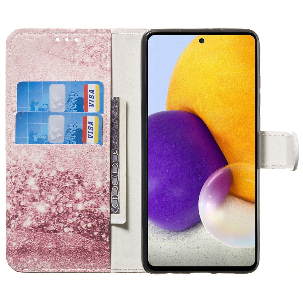 Mønsterprintet pung-stander i PU-læder + TPU, velsikret telefoncover til Samsung Galaxy A53 5G