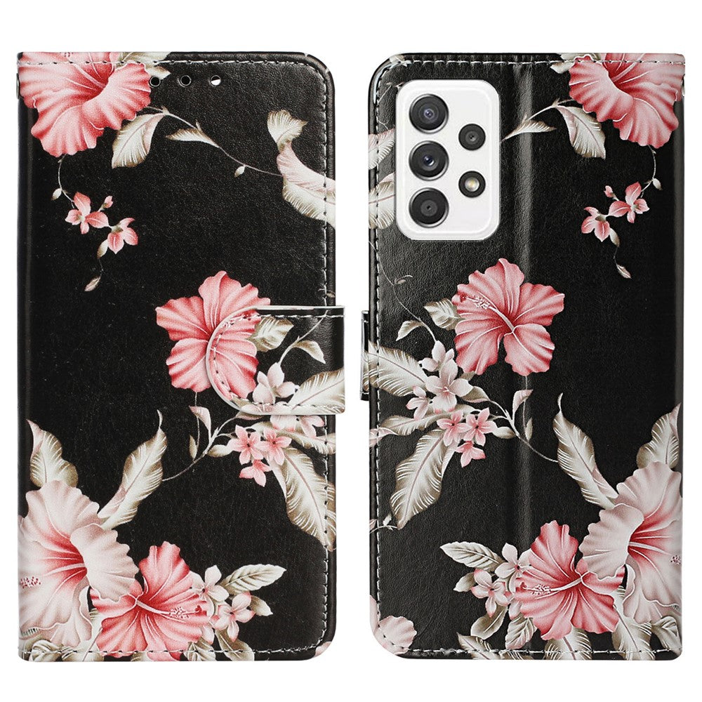 Mønsterprintet pung-stander i PU-læder + TPU, velsikret telefoncover til Samsung Galaxy A53 5G