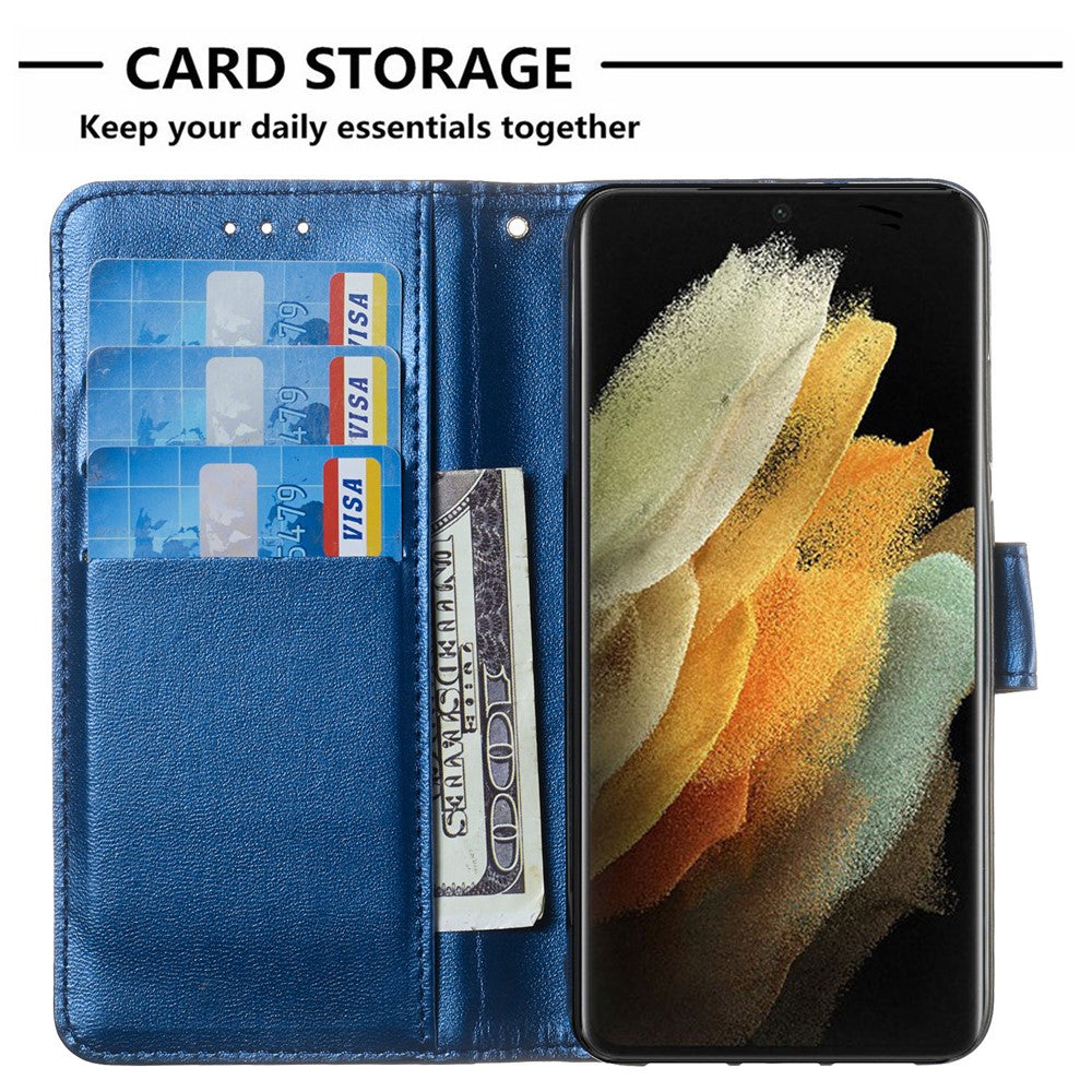 Solid Color Magnetic Closure Flip Leather Protective Wallet Shell Case with Foldable Stand for Samsung Galaxy S22 5G