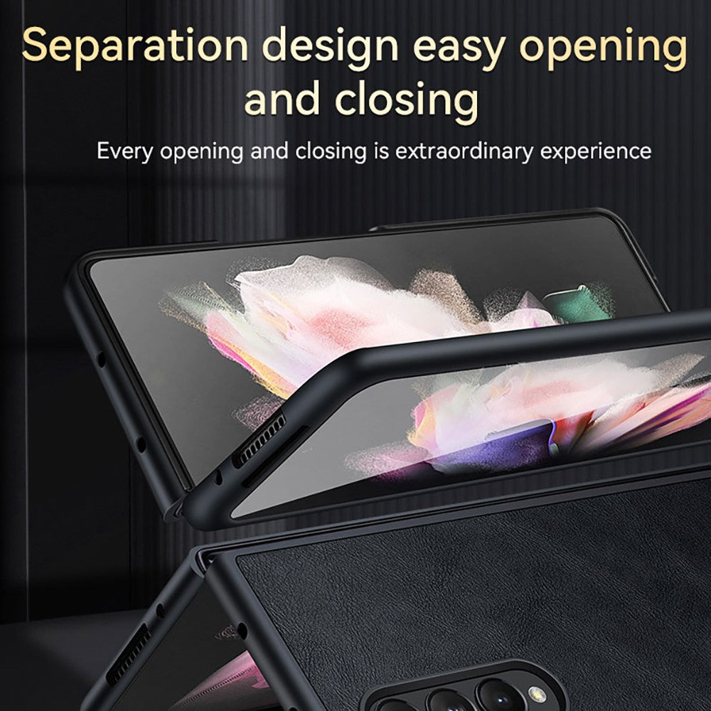 SULADA Crazy Horse-struktur, allround-beskyttende PU-læderbelægning, PC-mobilcover til Samsung W22 5G/Galaxy Z Fold3 5G