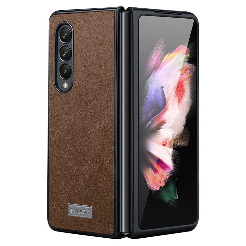 SULADA Crazy Horse-struktur, allround-beskyttende PU-læderbelægning, PC-mobilcover til Samsung W22 5G/Galaxy Z Fold3 5G