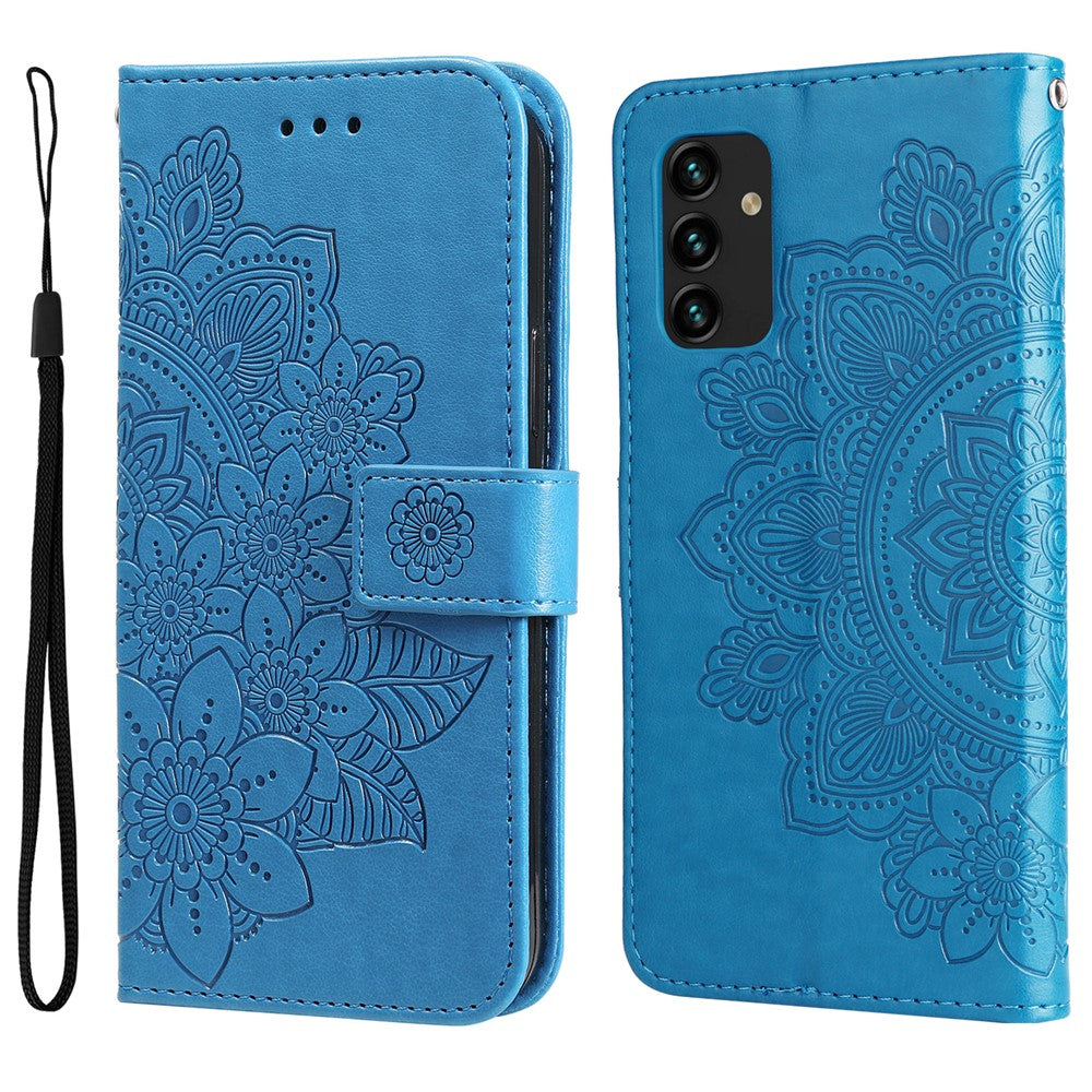 Pungstander Telefoncover Mandala Blomster præget Folio Flip Beskyttende Læderetui til Samsung Galaxy A13 4G