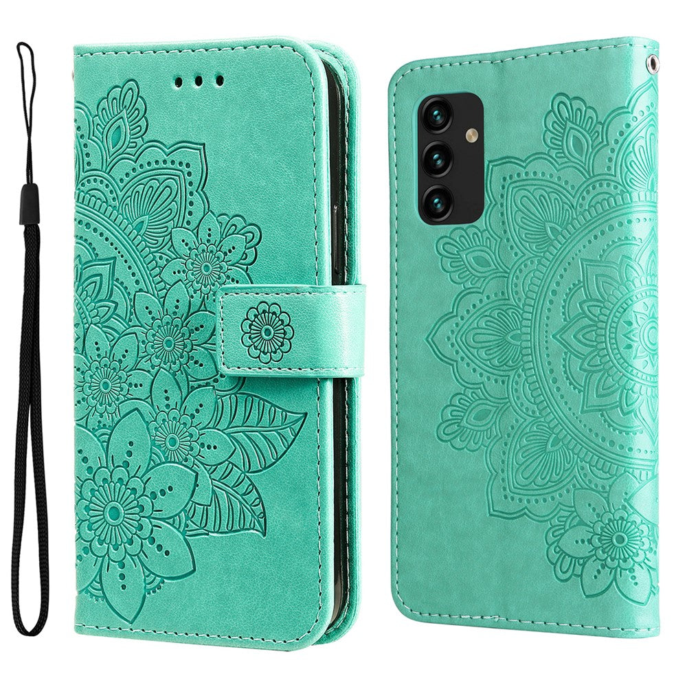 Pungstander Telefoncover Mandala Blomster præget Folio Flip Beskyttende Læderetui til Samsung Galaxy A13 4G