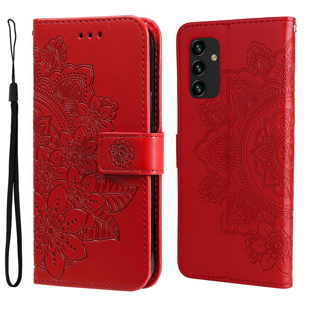 Pungstander Telefoncover Mandala Blomster præget Folio Flip Beskyttende Læderetui til Samsung Galaxy A13 4G