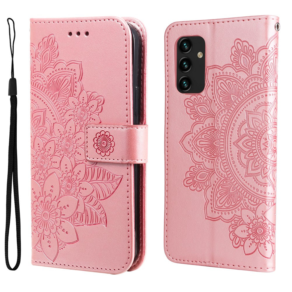 Pungstander Telefoncover Mandala Blomster præget Folio Flip Beskyttende Læderetui til Samsung Galaxy A13 4G