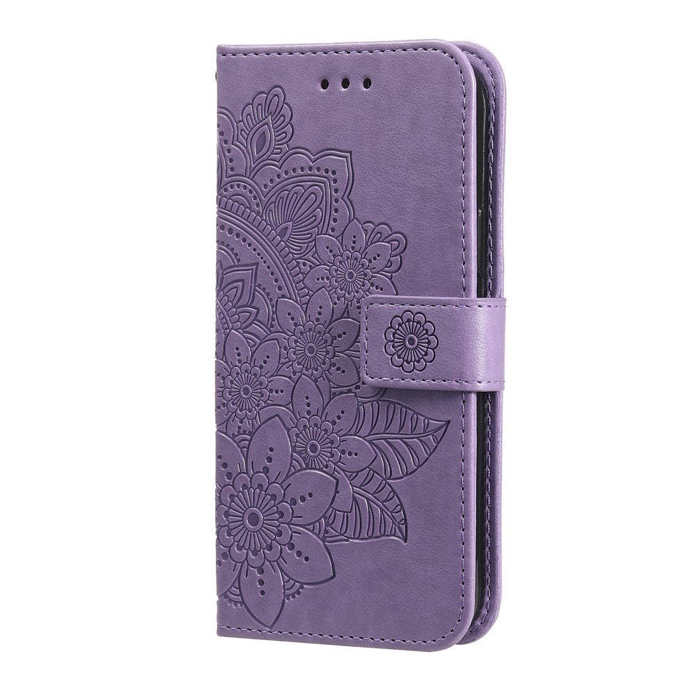 Mandala Blomstermønster Anti-fald Stødsikkert Pungcover med Stativ i Læder til Samsung Galaxy A03 Core
