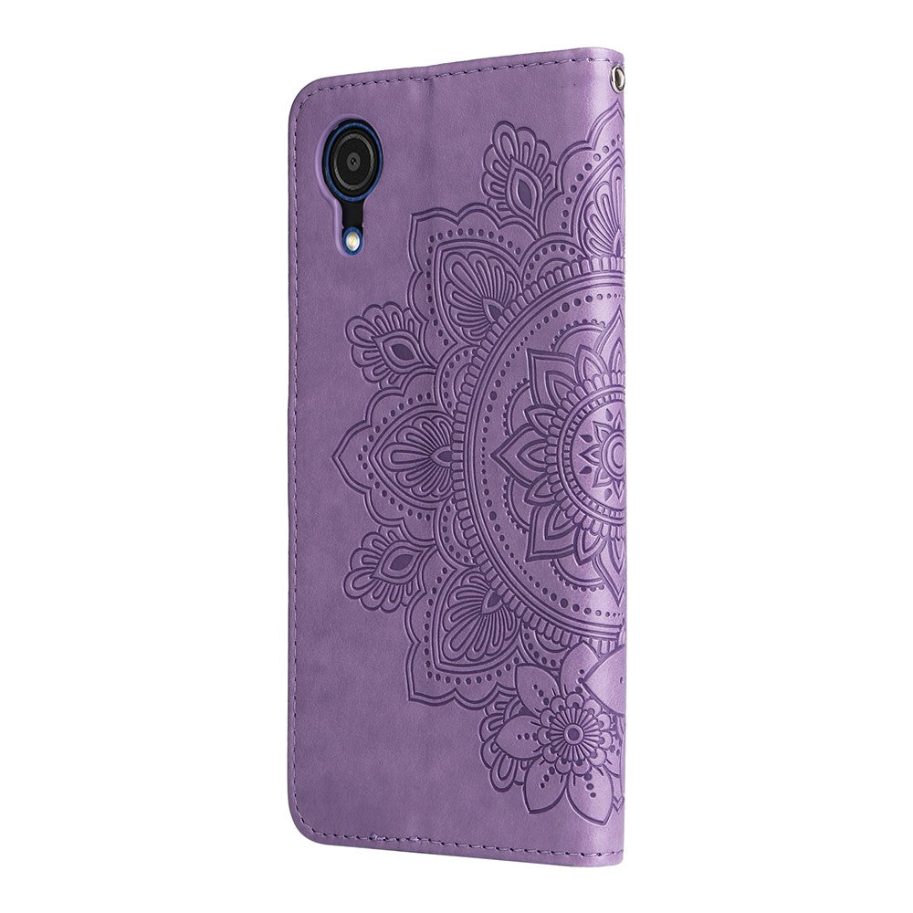 Mandala Blomstermønster Anti-fald Stødsikkert Pungcover med Stativ i Læder til Samsung Galaxy A03 Core