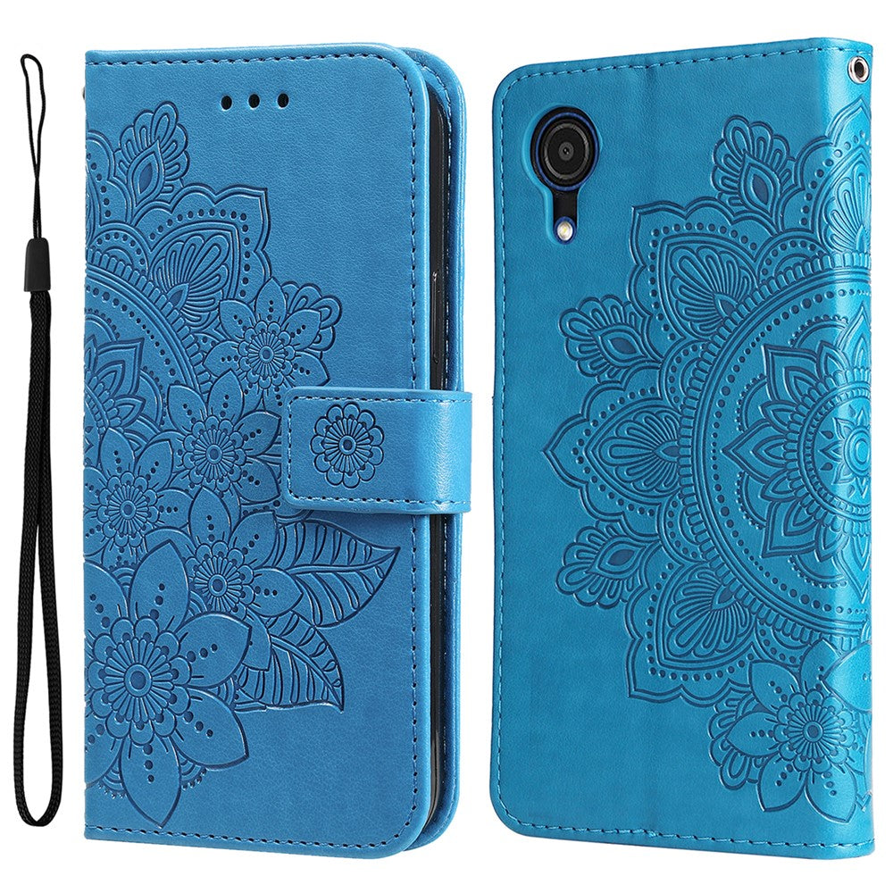Mandala Blomstermønster Anti-fald Stødsikkert Pungcover med Stativ i Læder til Samsung Galaxy A03 Core