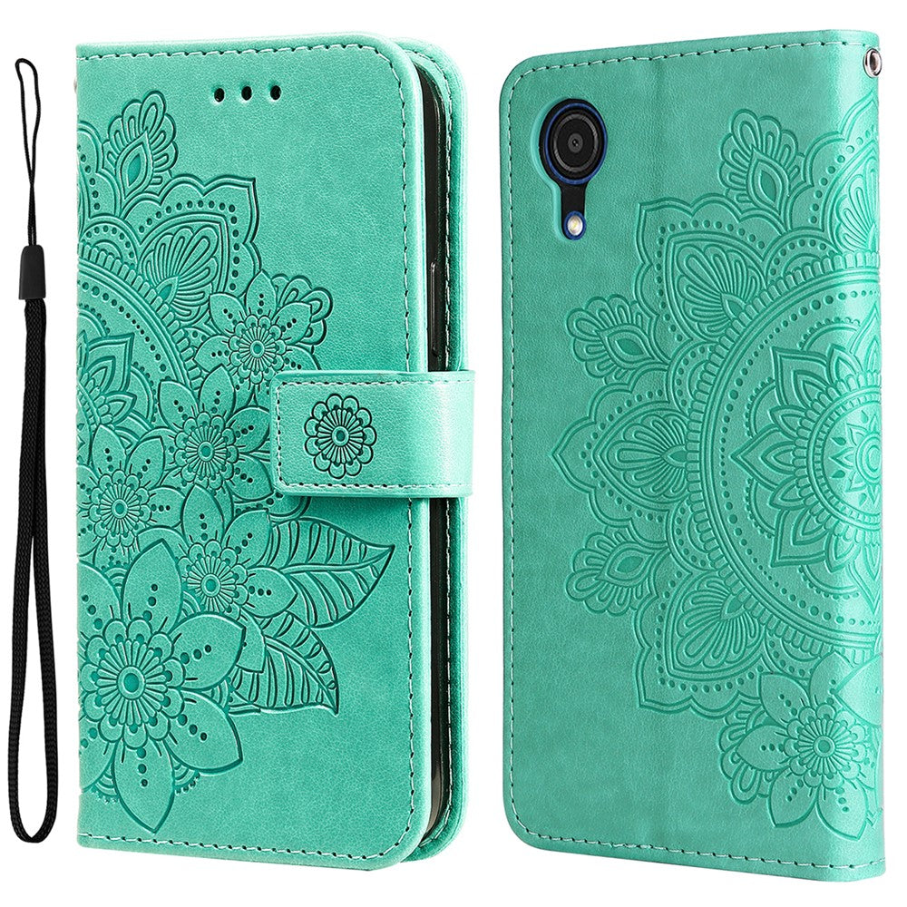 Mandala Blomstermønster Anti-fald Stødsikkert Pungcover med Stativ i Læder til Samsung Galaxy A03 Core