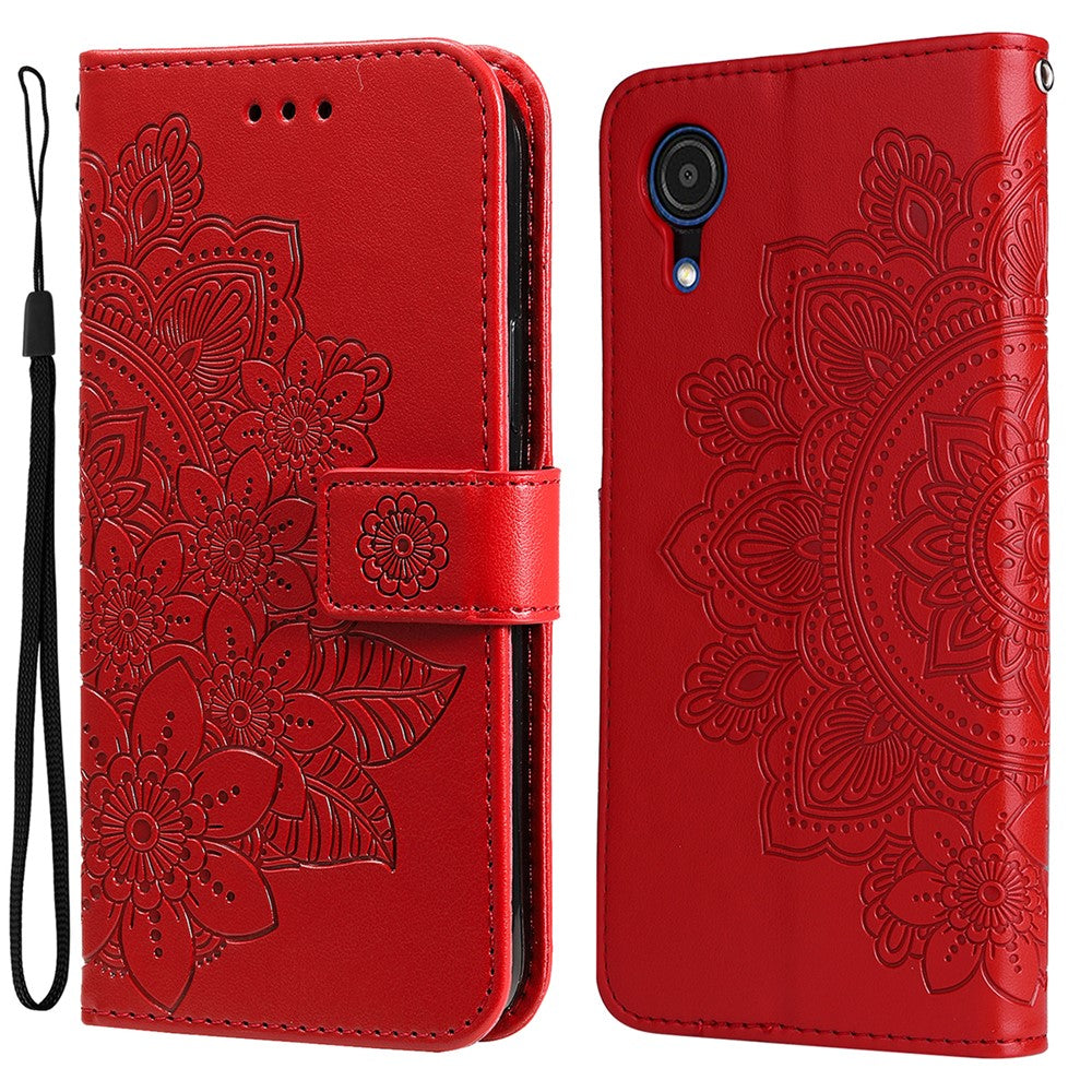 Mandala Blomstermønster Anti-fald Stødsikkert Pungcover med Stativ i Læder til Samsung Galaxy A03 Core