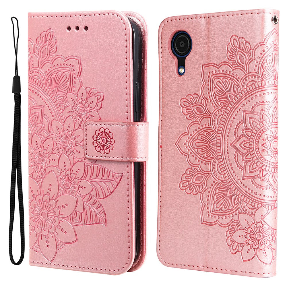 Mandala Blomstermønster Anti-fald Stødsikkert Pungcover med Stativ i Læder til Samsung Galaxy A03 Core