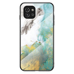 Marmor Mønster Ridsefast Hærdet Glas + PC + TPU Hybrid Beskyttende Telefon Cover til Samsung Galaxy A03 (164.2mm)