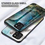 Marmor Mønster Ridsefast Hærdet Glas + PC + TPU Hybrid Beskyttende Telefon Cover til Samsung Galaxy A03 (164.2mm)