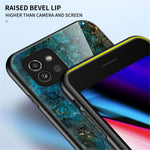 Marmor Mønster Ridsefast Hærdet Glas + PC + TPU Hybrid Beskyttende Telefon Cover til Samsung Galaxy A03 (164.2mm)
