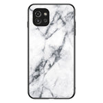 Marmor Mønster Ridsefast Hærdet Glas + PC + TPU Hybrid Beskyttende Telefon Cover til Samsung Galaxy A03 (164.2mm)