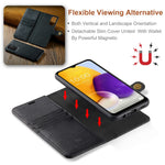 DG.MING Split Leather Folding Stand Cover Magnetic Detachable Flip Folio Wallet Case for Samsung Galaxy A13 4G