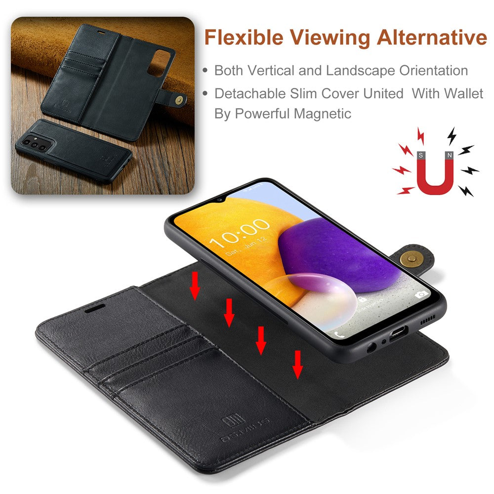 DG.MING Split Leather Folding Stand Cover Magnetic Detachable Flip Folio Wallet Case for Samsung Galaxy A13 4G