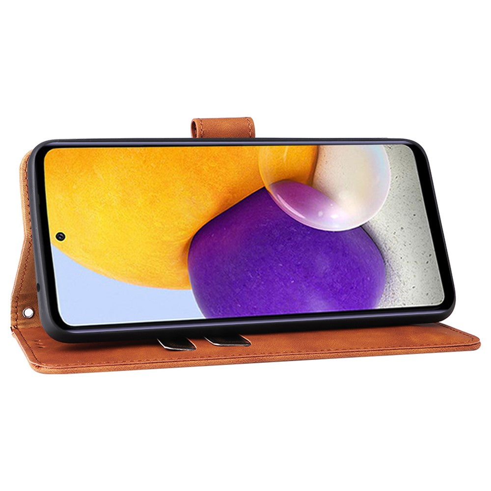 Skin-touch Feeling PU Leather + TPU Phone Cover Stand Wallet Shell Mobile Phone Case for Samsung Galaxy A73 5G