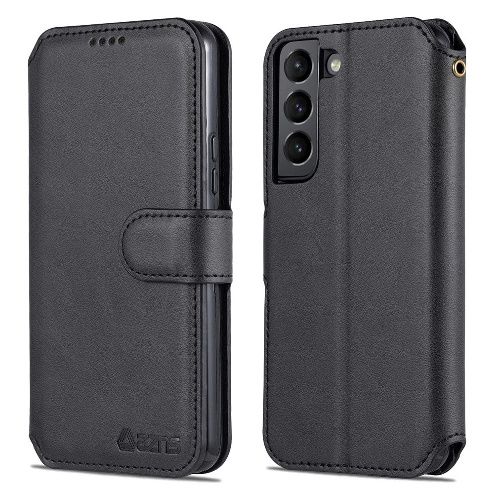 AZNS PU Leather Case Magnetic Clasp Wallet Shock Absorption Phone Cover with Foldable Stand for Samsung Galaxy S22+ 5G