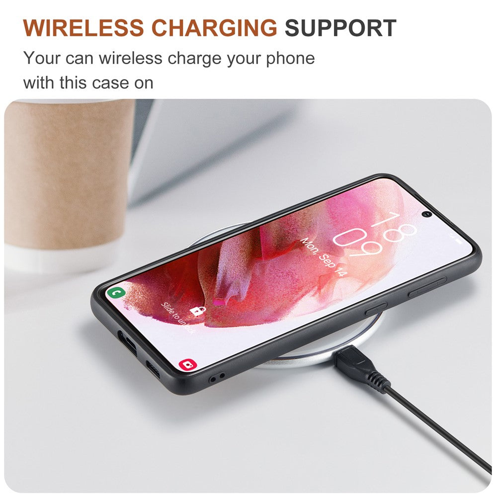 DG.MING M1 Series for Samsung Galaxy S22+ 5G Phone Case PU + TPU + PC Back Cover with Magnetic Tri-Fold Wallet Kickstand