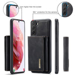 DG.MING M1 Series for Samsung Galaxy S22+ 5G Phone Case PU + TPU + PC Back Cover with Magnetic Tri-Fold Wallet Kickstand