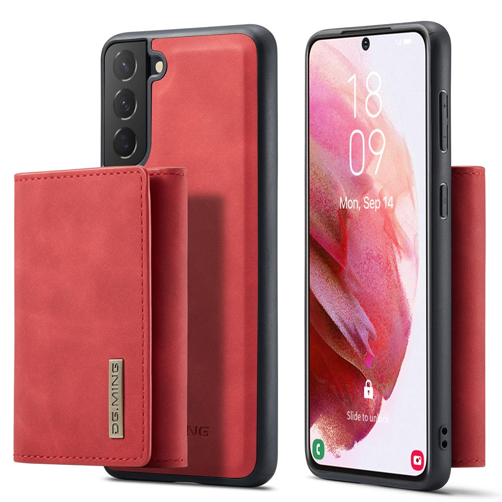 DG.MING M1 Series for Samsung Galaxy S22+ 5G Phone Case PU + TPU + PC Back Cover with Magnetic Tri-Fold Wallet Kickstand