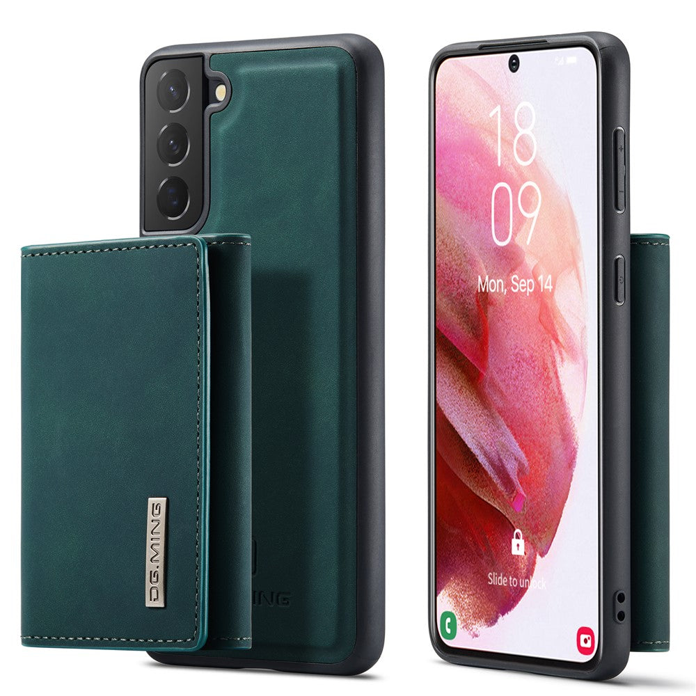 DG.MING M1 Series for Samsung Galaxy S22+ 5G Phone Case PU + TPU + PC Back Cover with Magnetic Tri-Fold Wallet Kickstand
