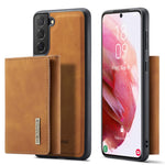 DG.MING M1 Series for Samsung Galaxy S22+ 5G Phone Case PU + TPU + PC Back Cover with Magnetic Tri-Fold Wallet Kickstand