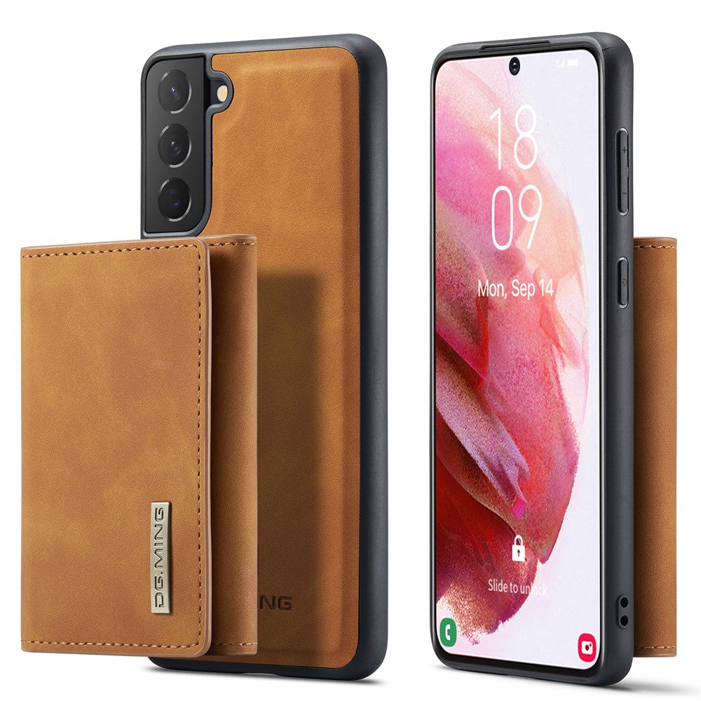 DG.MING M1 Series for Samsung Galaxy S22+ 5G Phone Case PU + TPU + PC Back Cover with Magnetic Tri-Fold Wallet Kickstand