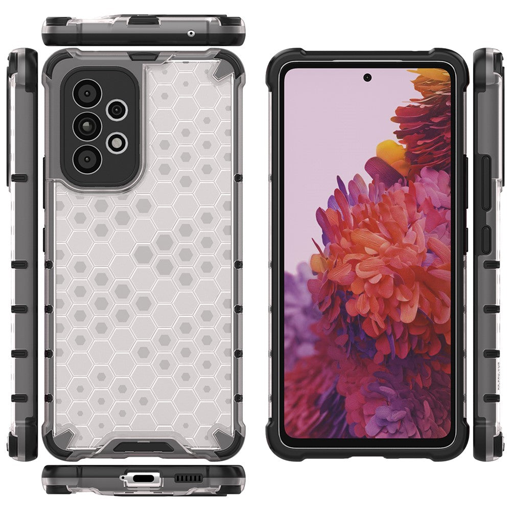 Telefoncover af TPU og PC med bikagestruktur til Samsung Galaxy A53 5G Ridsefast Hybrid Cover til Mobiltelefon