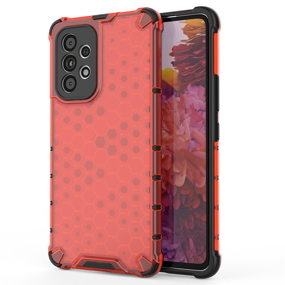Honeycomb Textured TPU + PC mobilskal för Samsung Galaxy A53 5G Reptåligt Mobilmobil Hybrid Skal