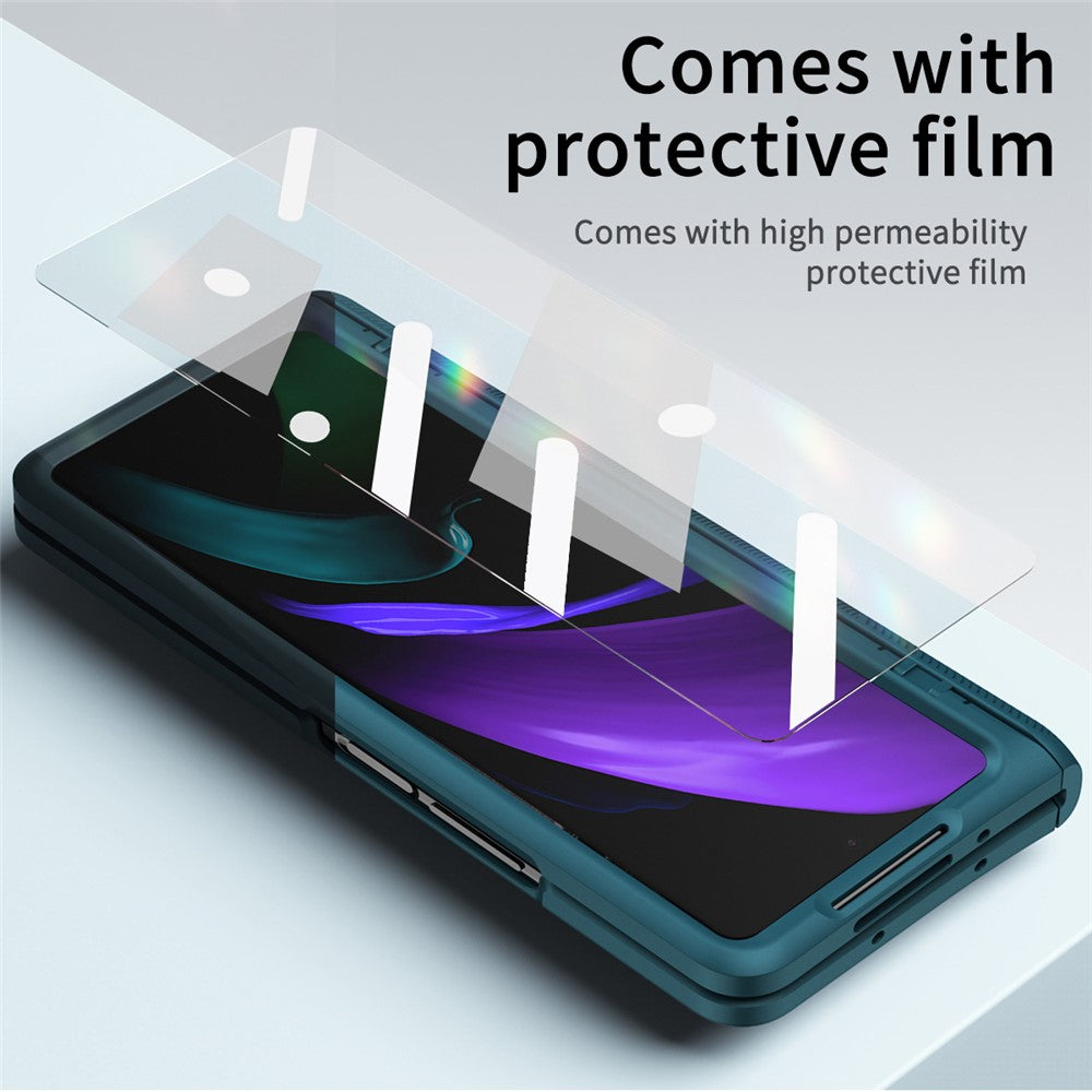 Til Samsung Galaxy Z Fold2 5G Kickstand sammenklappeligt telefoncover Magnetisk hængsel Fuld beskyttelsescover med hærdet glas skærmbeskytter
