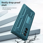 Til Samsung Galaxy Z Fold2 5G Kickstand sammenklappeligt telefoncover Magnetisk hængsel Fuld beskyttelsescover med hærdet glas skærmbeskytter