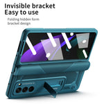 Til Samsung Galaxy Z Fold2 5G Kickstand sammenklappeligt telefoncover Magnetisk hængsel Fuld beskyttelsescover med hærdet glas skærmbeskytter